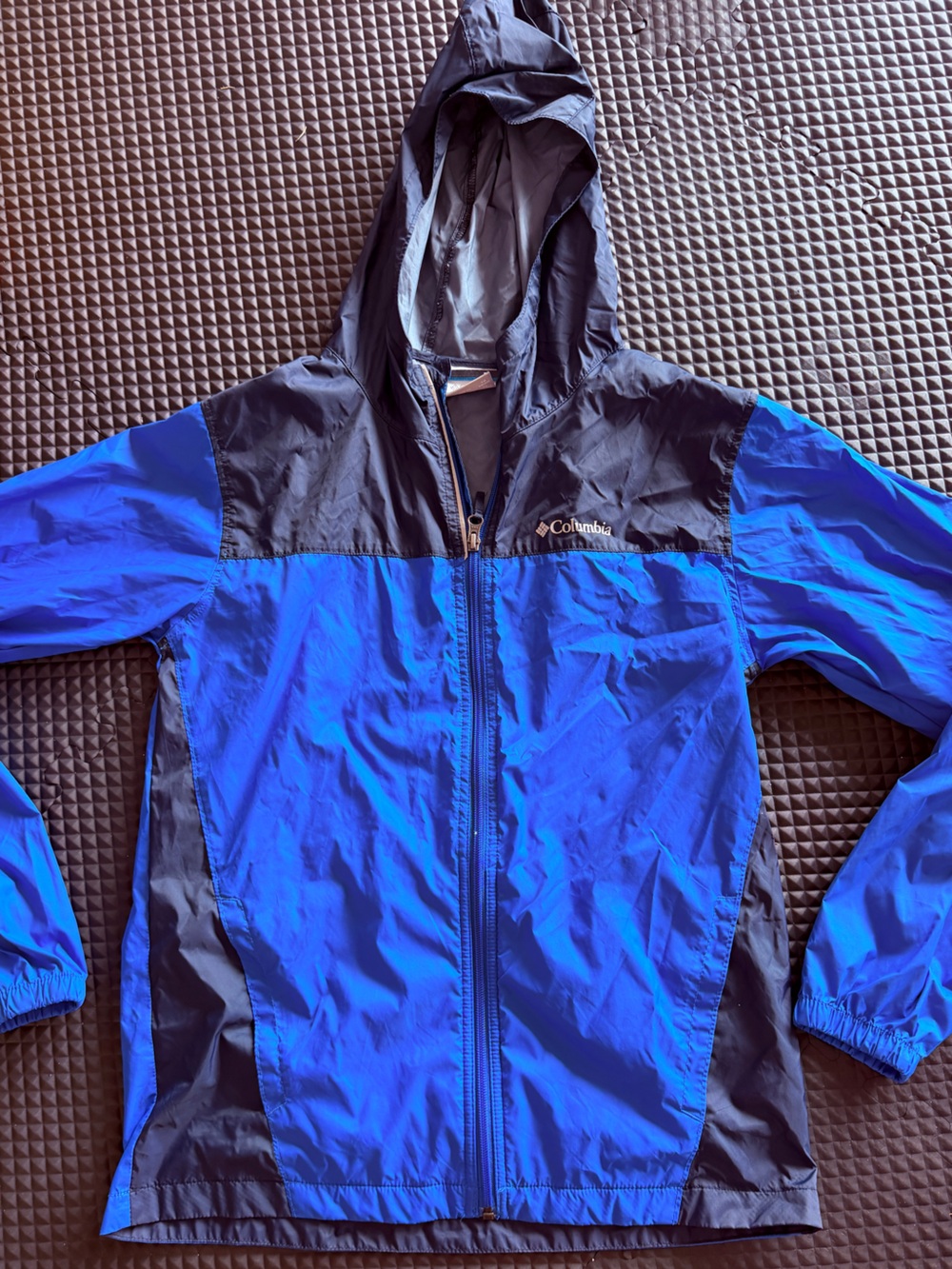 Columbia Blue and Navy Hooded Rain Jacket for Kids